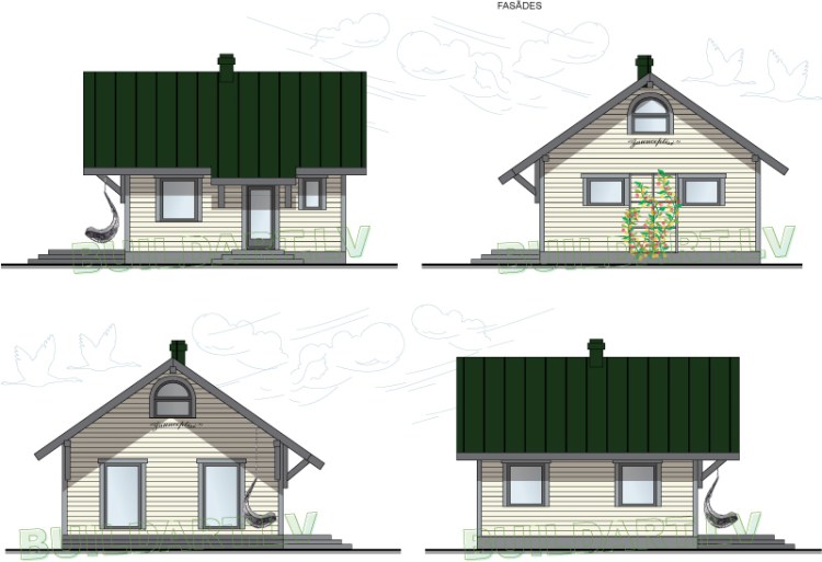 Kompaktas mājiņas projekts - fasādes