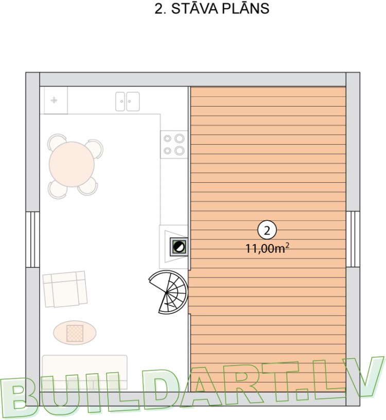 Kompaktas mājiņas projekts - 2.st. plāns