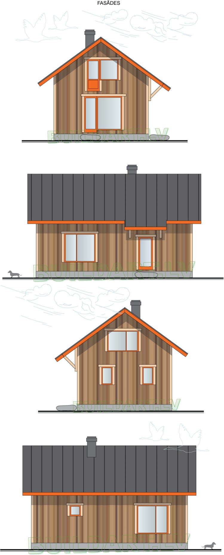 Pirts mājas projekts "Nīgrande" - fasādes
