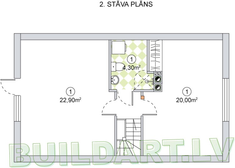Pirts mājas projekts "Nīgrande" - 2. stāva plāns