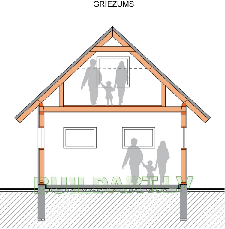 Saimniecības ēkas - darbnīcas projekts "Daniels" - griezums