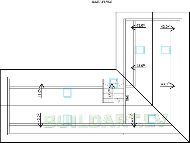 Saimniecības ēkas - darbnīcas projekts "Daniels" - jumta plāns