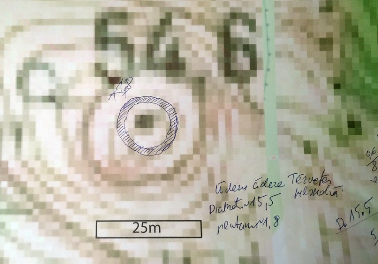 Āderu noteikšana, Tērvetes pilskalna apļveida ūdens ādere