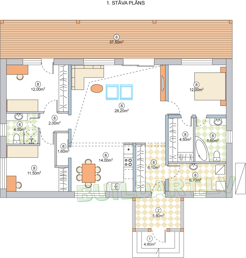 Dzīvojamās mājas projekts "Zeltīte" - plāns