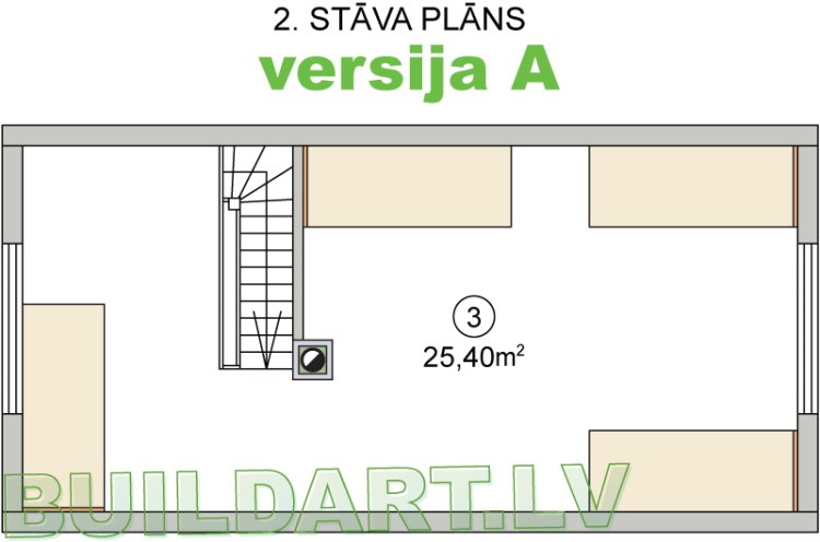 moduļmājas projekts "Vāverīte" - 2st. plāns versija