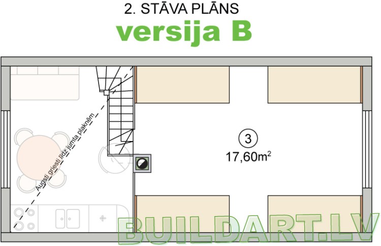 moduļmājas projekts "Vāverīte" - 2st. plāns