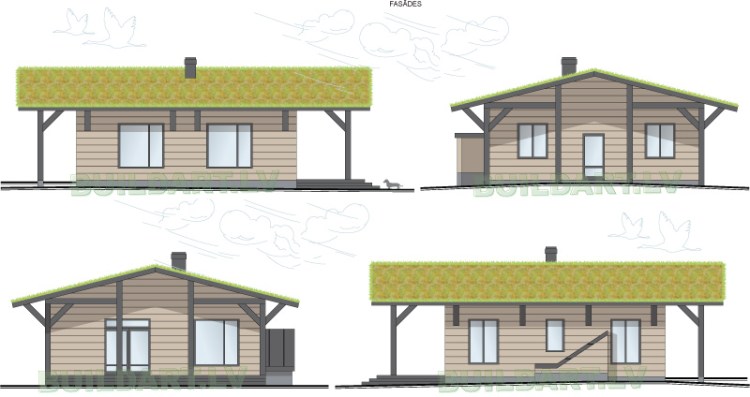 Projekts ar zaļo jumtu - fasādes