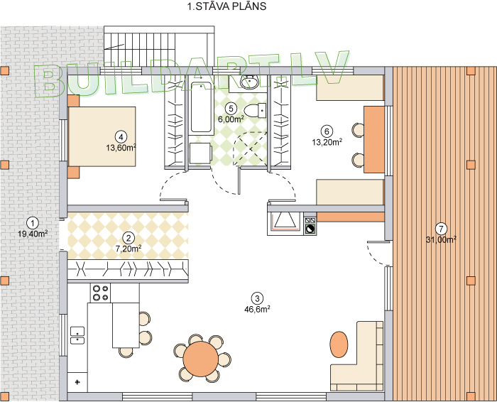 Projekts ar zaļo jumtu - plāna versija