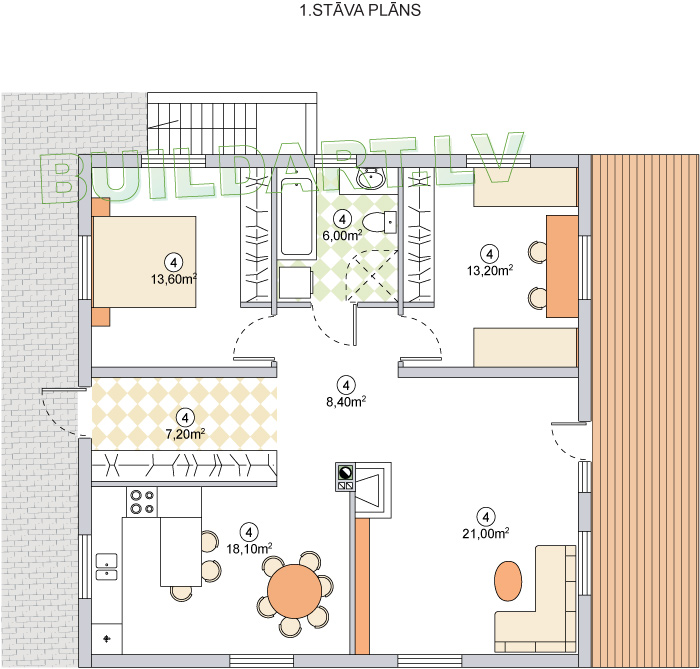 Projekts ar zaļo jumtu - plāna versija