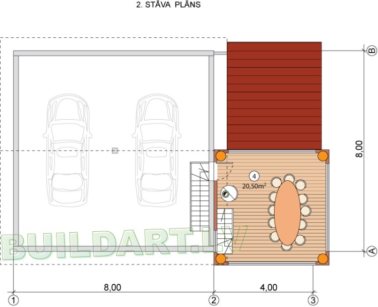 Garāžas projekts - 2. stāva plāns