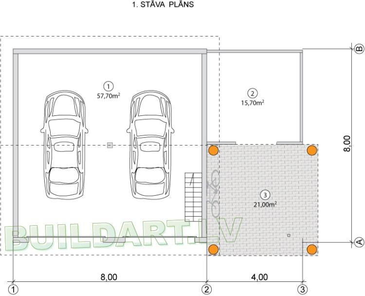 Garāžas projekts - 1. stāva plāns