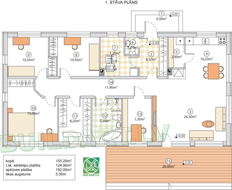 Mājas projekts "Izabella" - stāva plāns