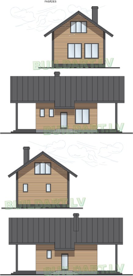 Pirts - atpūtas mājas projekts "Minna" - fasādes