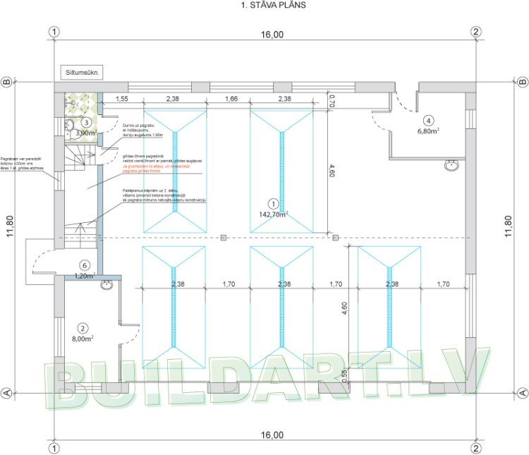 Multifunkcionāla ēka "Dzintars 2" - 1. stāva plāns