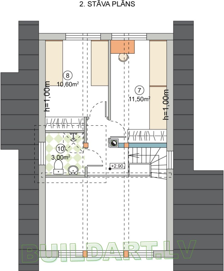Dzīvojamās mājas projekts "Līva" - 2.st. plāns