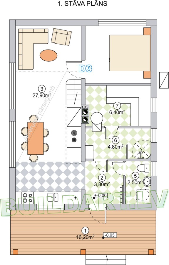 Projekts "Kristiāna" - 1.stāva plāns