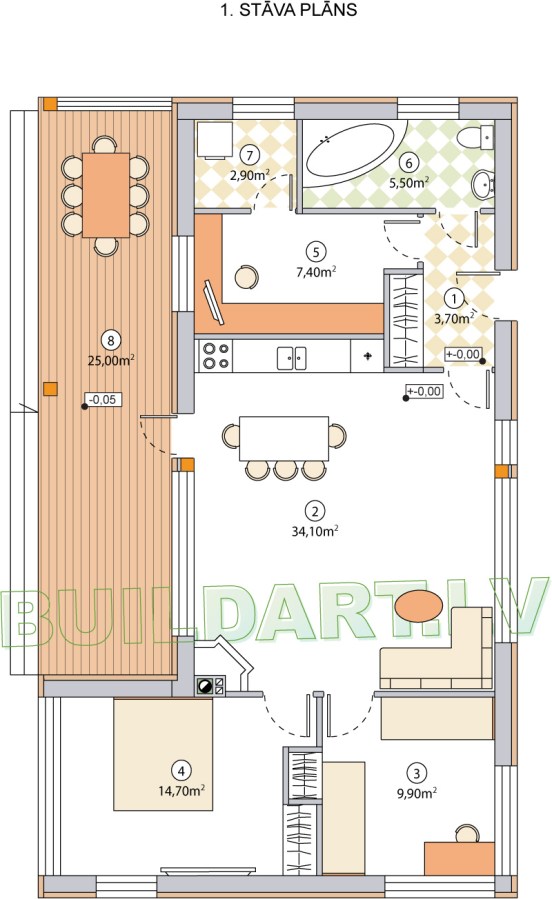 Dzīvojamās mājas projekts "Selga" - plāns 