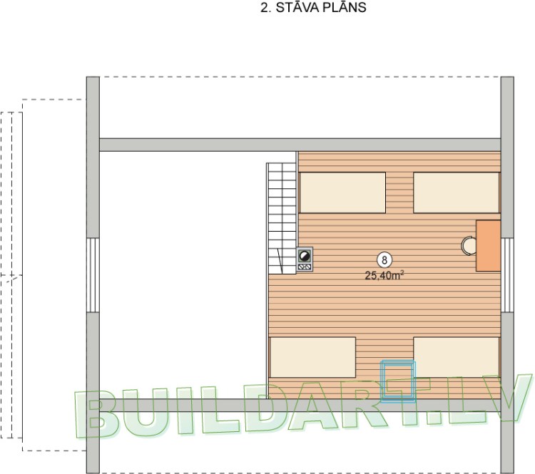 Mājas projekts "Sendija" - 2. stāva plāns