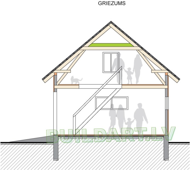 Saimniecības ēkas projekts "Mednis" - griezums